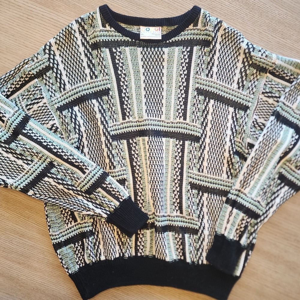 COOGI VTG Australia Sweater XL 3D Knit Mercerized Cotton. Streetwear 90s Y2K🙌